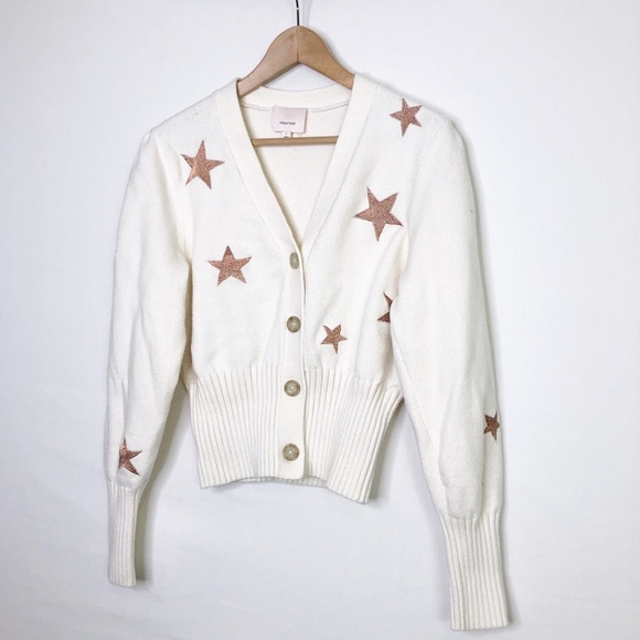 Cinq a Sept large cream embroidered star cardigan - Picture 5 of 10